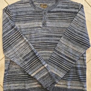 Lucky Brand Blue Striped XL Henley Button-Down Shirt For Men